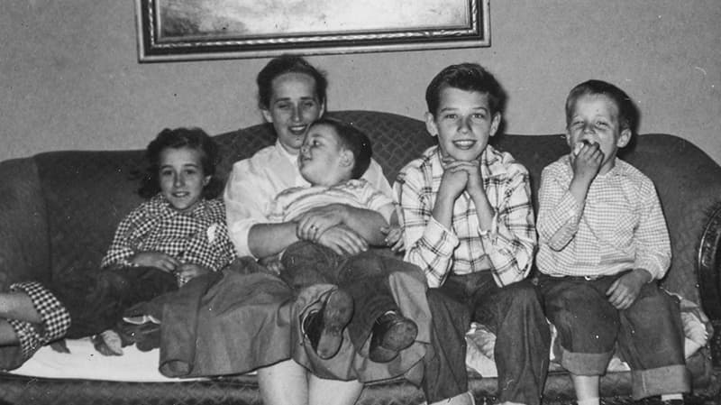 Young Joe Biden with mother and siblings