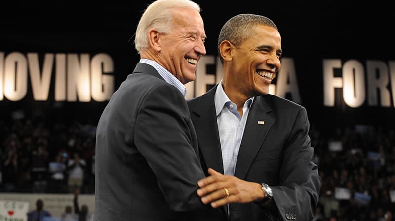 Joe y Barack Obama en la campaña electoral.